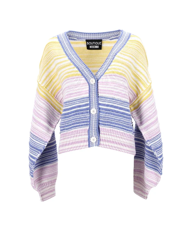 Fashionable Women's Clothes Boutique Moschino Stripe Cardigan in Multicolor Cotton