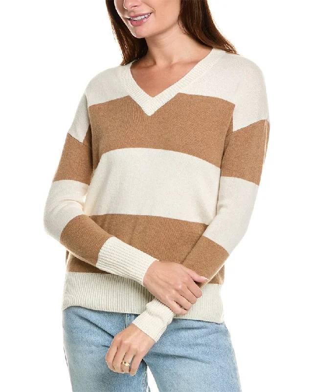 Women's Cozy Clothes Kier+J Striped Cashmere Sweater