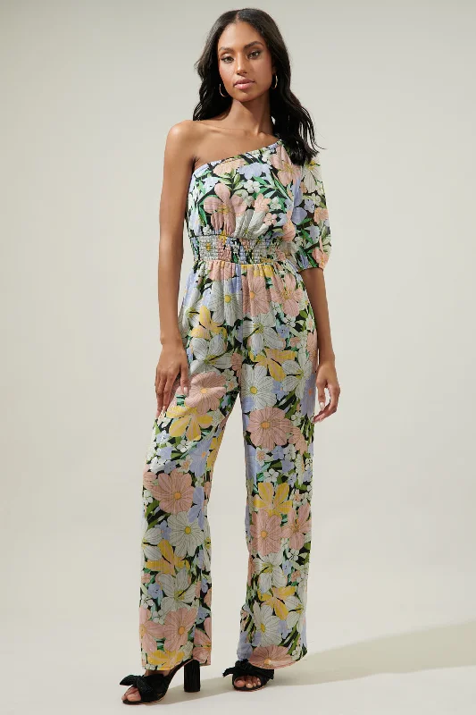 Women's Clothes For Work Topanga Floral Highball One Shoulder Jumpsuit