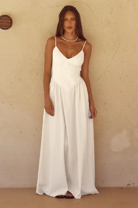 Feminine Dresses for Women in Bold Prints ZEPHY MAXI DRESS  - WHITE