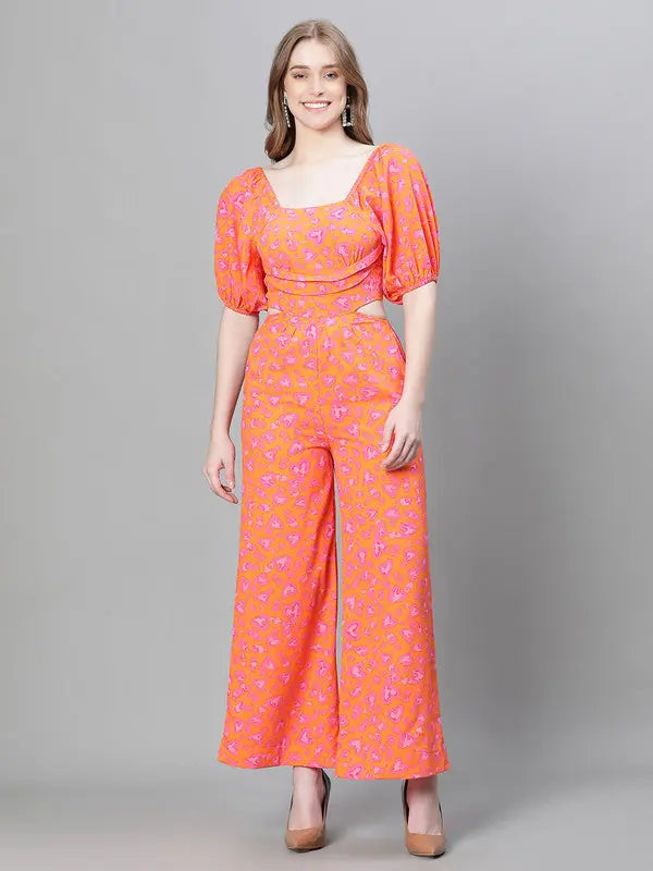 Women's Elegant Clothes Women Printed Orange Jumpsuits & Sets