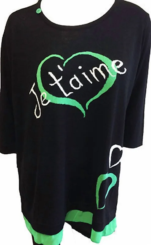 Women's Clothing Je'taime Sweater In Black/green