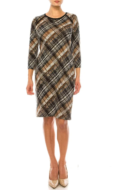 Modern Women's Wardrobe Essentials Connected Apparel TXN27568 - Long Sleeve Plaid Print Short Dress Modern Women's Wardrobe Essentials Connected Apparel TXN27568 - Long Sleeve Plaid Print Short Dress