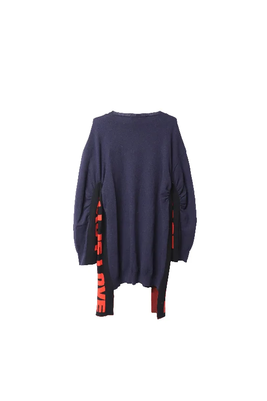 Women's Sporty Chic Clothes Stella McCartney All is Love Oversized Jumper in Navy Blue Wool