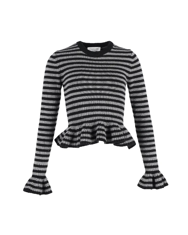 Casual Chic Clothing For Women Michael Kors Striped Peplum Sweater in Multicolor Cashmere