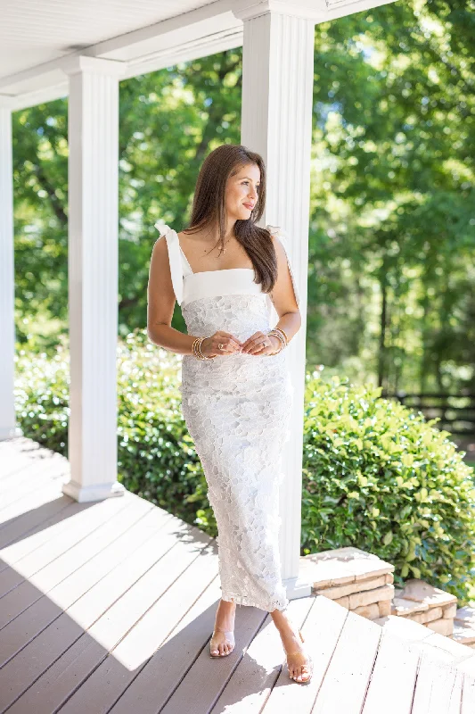 Trendy Urban Attire Lace Off White Maxi Dress
