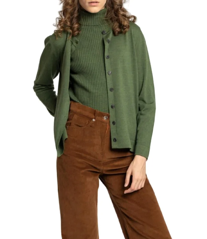 Casual Chic Women's Clothes Solid Cardigan In Green