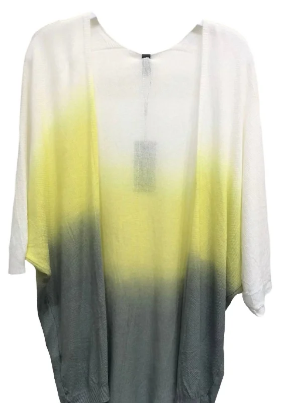 Women's Elegant Clothing Sets Women's Dip Dye Light Weight Knit Cardigan In White/yellow