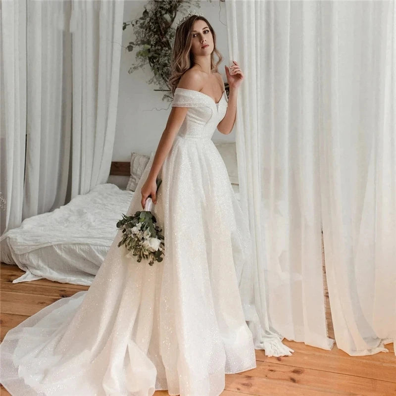 Tailored Clothing For Women Sweetheart Wedding Dresses Graceful Bridal Gowns Voile Robes A-Line Elegant Dress For Women Off The Shoulder Vestidos De Novia