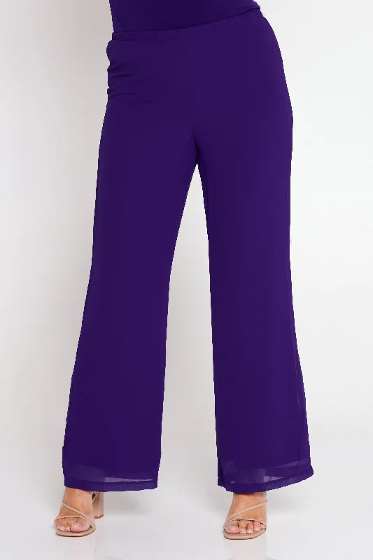 Women's High-Fashion Clothes Rendezvous Chiffon Pants - Purple