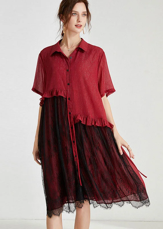 Explore What's New Fashion Red Peter Pan Collar Lace Patchwork Tasseled Chiffon Day Dress Spring Explore What's New Fashion Red Peter Pan Collar Lace Patchwork Tasseled Chiffon Day Dress Spring