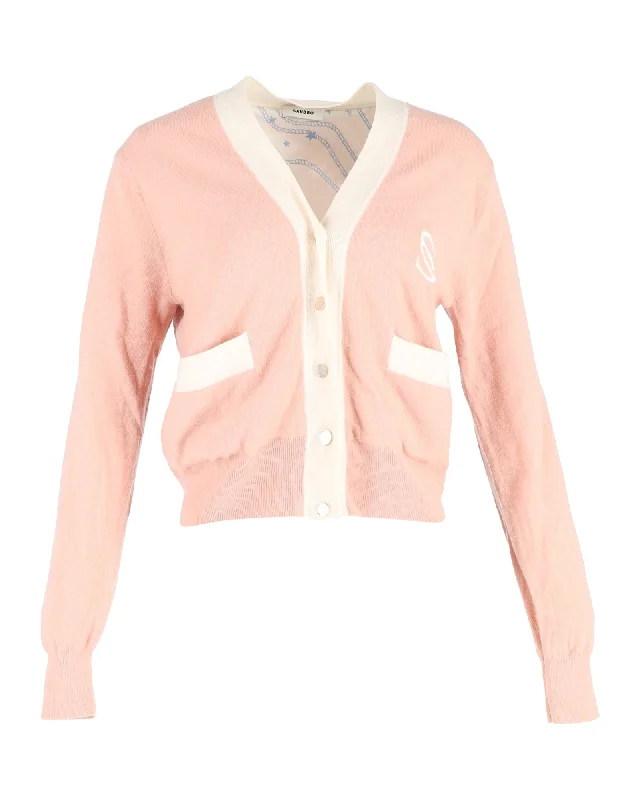 Sustainable Women's Clothes Sandro Button-Front Cardigan in Pink Wool