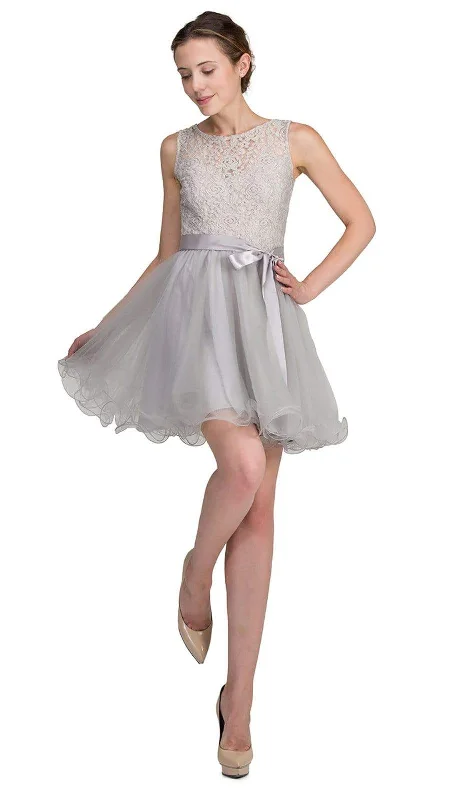 Comfort First Women's Wear Dancing Queen - Sleeveless Lacy Illusion Short Cocktail Dress 8741 Comfort First Women's Wear Dancing Queen - Sleeveless Lacy Illusion Short Cocktail Dress 8741