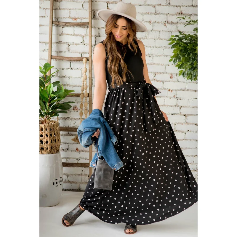 Wardrobe Update Polka Dot Bow Maxi Dress