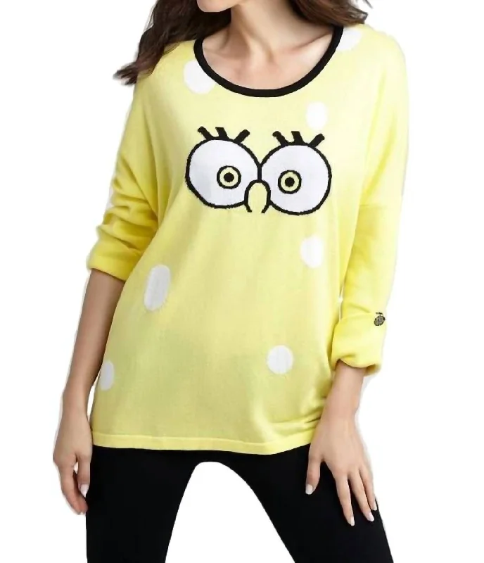 Women's Athletic Clothes Cartoon Graphic Sweater In Yellow/white