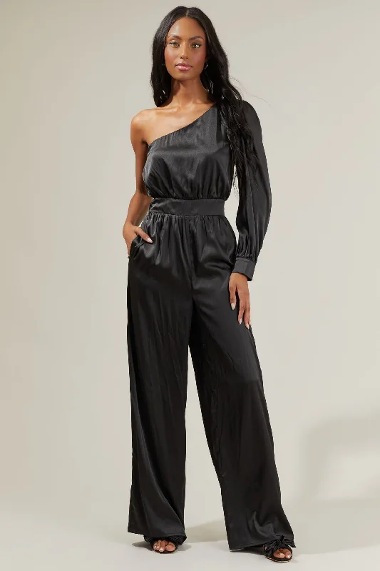 Affordable Trendy Clothes For Women Corina Satin One Shoulder Jumpsuit