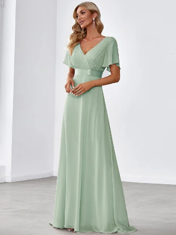 Women's Clothing For Work High Waist Short Sleeves Bridesmaid Dress