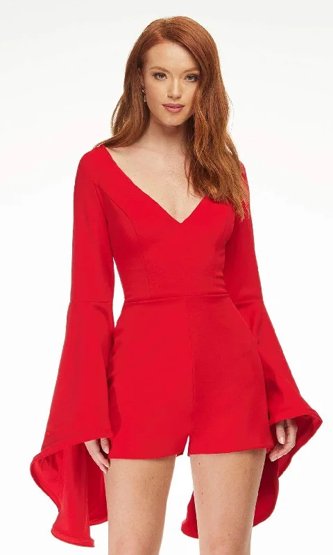 Unleash Your Trendy Side Ashley Lauren - 4442 V-Neck Fitted Romper