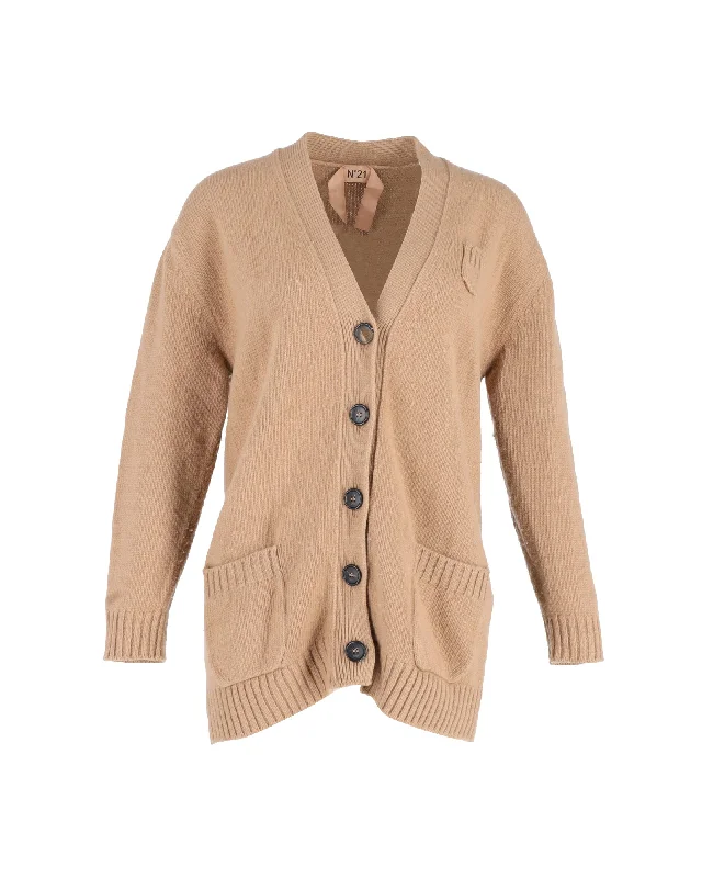 Women's Contemporary Clothing N21 Clover Cardigan in Light Brown Cotton