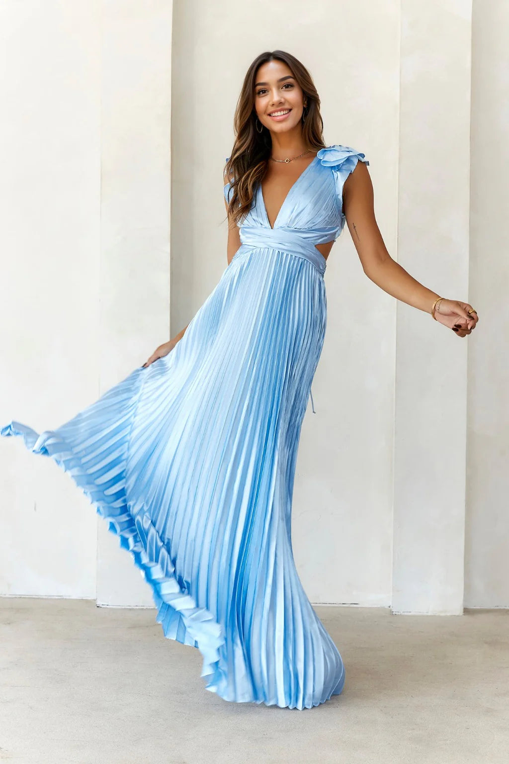 Charming Everyday Clothing For Women Beauty Of Her Satin Maxi Dress Blue