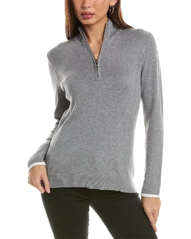 Women's Clothes For The Office Hannah Rose Tee Time Cashmere-Blend 1/4-Zip Pullover