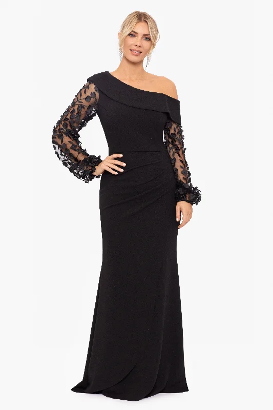 The Epitome Of Modern Women's Fashion "Ariana" Off the Shoulder Long Sleeve Scuba Crepe Dress The Epitome Of Modern Women's Fashion "Ariana" Off the Shoulder Long Sleeve Scuba Crepe Dress