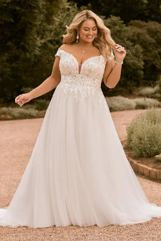 Casual Chic Women's Clothes Wedding Dresses For Woman Plus Size Lace Off Shoulder Applique Bride Gown Elegant A Line Tulle Vestidos Novias Boda