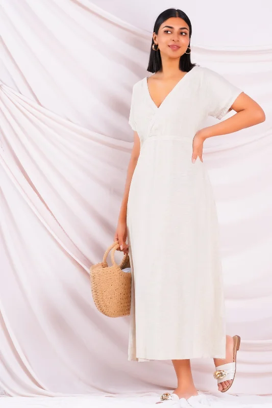 Women's Clothing Sets Beige Linen Maxi Dress