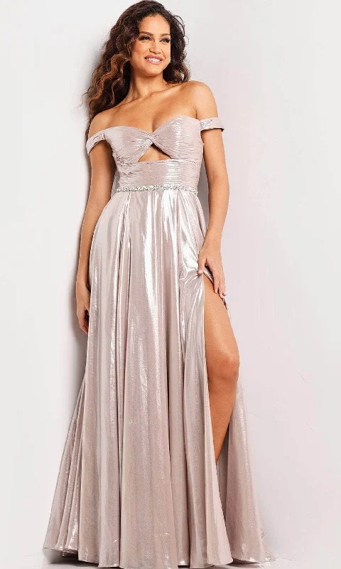 Effortless Everyday Wear Jovani 37381 - Pleated Metallic Prom Gown