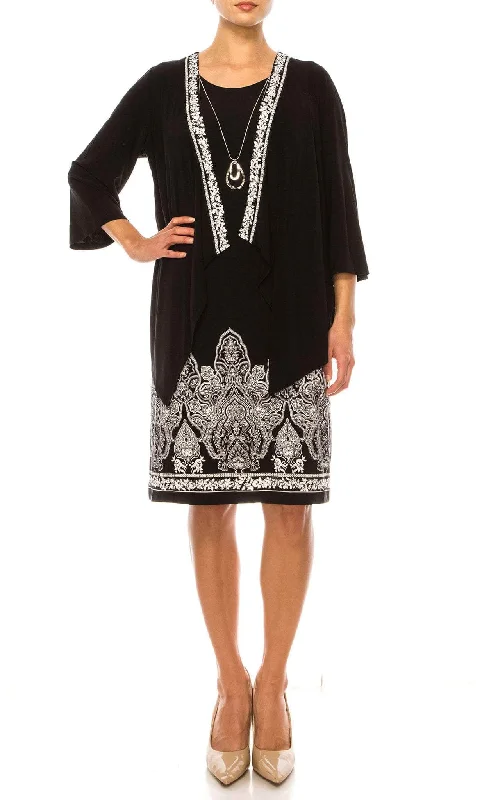 Clothing For Women Sandra Darren 76041 - Tribal Print Long Sleeve Short Dress