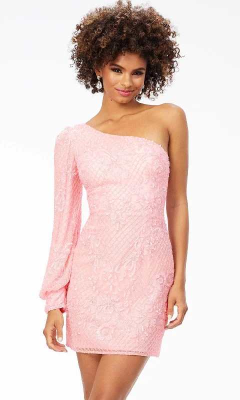 Women's Clothing for Every Occasion Ashley Lauren 4497 - One Shoulder Long Bishop Sleeve Cocktail Dress Women's Clothing for Every Occasion Ashley Lauren 4497 - One Shoulder Long Bishop Sleeve Cocktail Dress