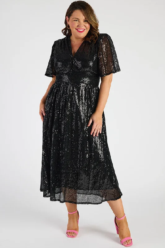 Casual Clothes For Women Tamie Black Party Sequins Dress