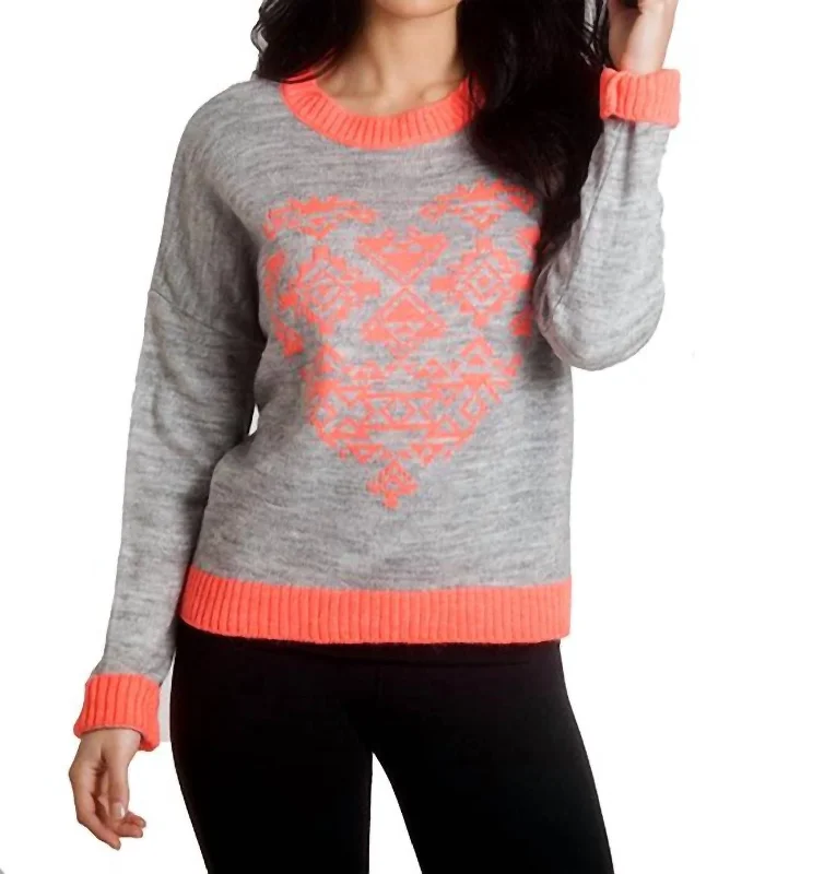 Women's Urban Clothing Aztec Heart Sweater In Grey