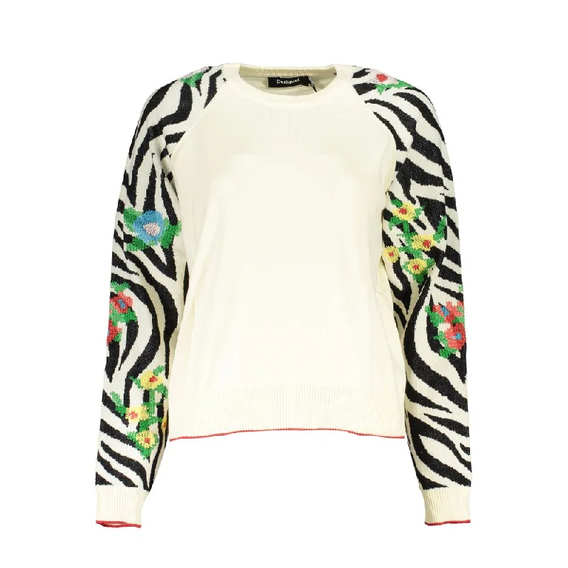 Women's High-Fashion Clothes Desigual Elegant  Crew Neck Sweater with Contrast Women's Details