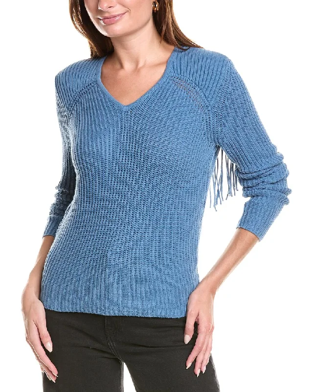 Women's Elegant Clothing Sets 27 Miles Malibu Fringe Back Sweater