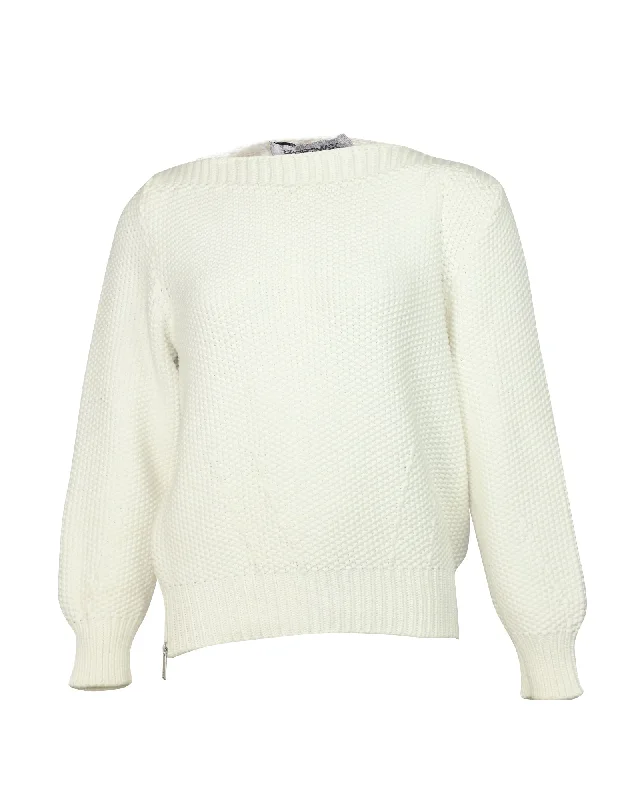 Luxury Women's Clothing Sportmax Knitted Sweater in White Cotton