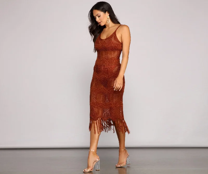 Stylish Clothes For Women Boho-Chic Crochet Stylish Midi Dress