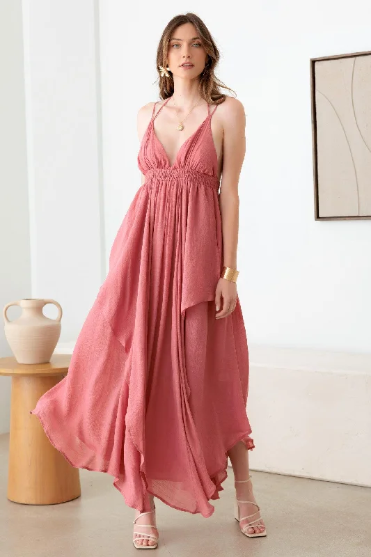 Casual Chic Women's Clothes Tassel Fringe Strap Cutout Maxi Dress