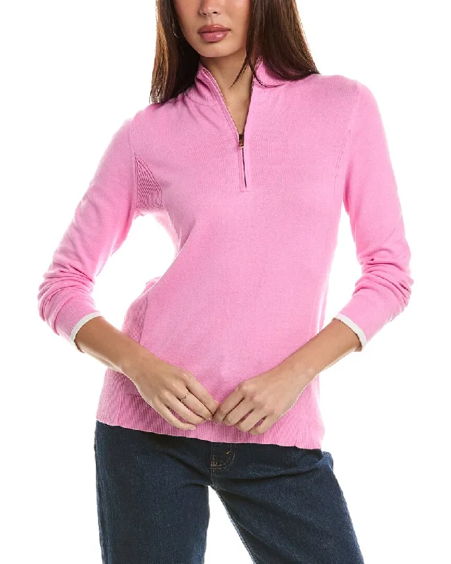 Women's Seasonal Clothes Hannah Rose Tee Time Cashmere-Blend 1/4-Zip Pullover