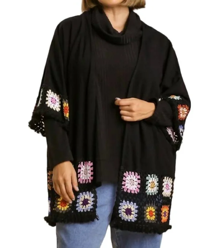 Timeless Women's Clothes Crochet Kimono In Black