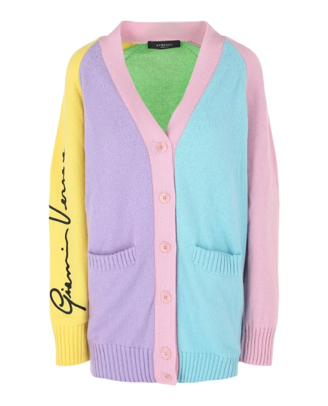 Women's Office Clothing Colorblock Cashmere Cardigan