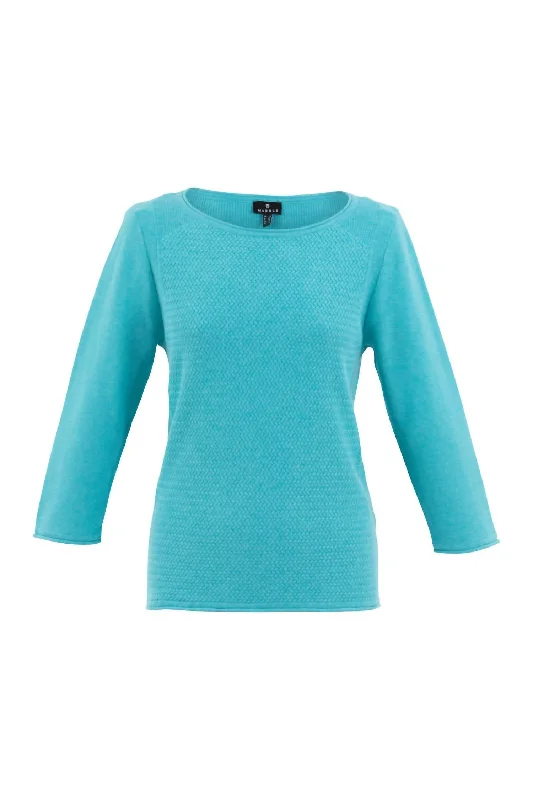 Comfortable Women's Clothing Women's Patterned Knit Sweater In Blue