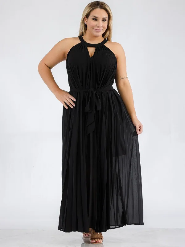 Fashionable Women's Clothes Jasmine Plus Size Pleated Maxi Dress