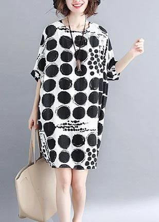 Women's Casual Wear Clothing Chic o neck linen quilting dresses Tunic Tops black plaid Dresses summer