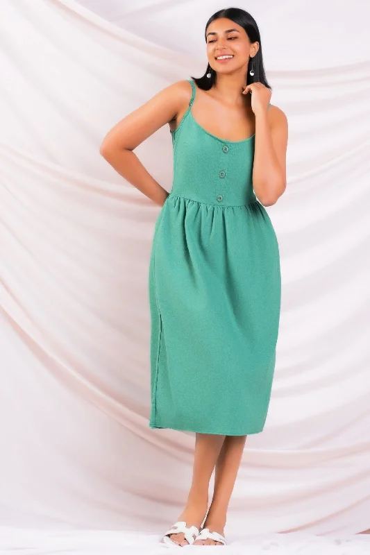 Women's Clothing For Holiday Travel Green Linen Sundress