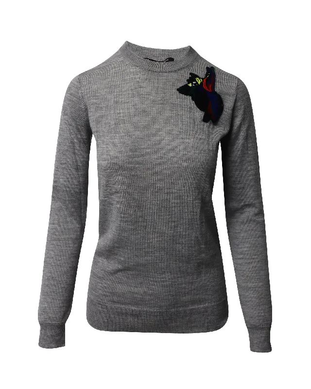 Women's Holiday Clothing Proenza Schouler Patch Sweater in Grey Wool