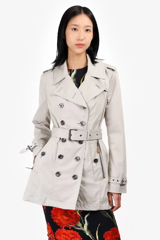 Sustainable Women's Apparel Burberry Brit Beige Short Double Breasted Trench Coat Size 10