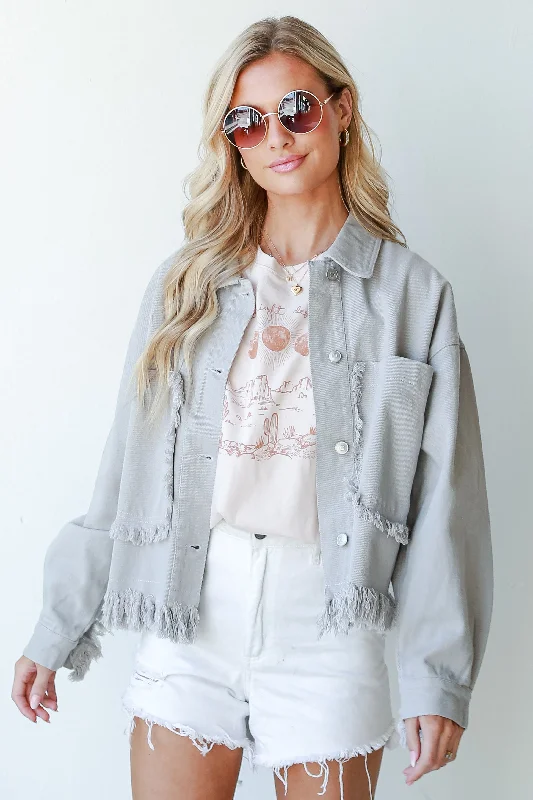 Women's Holiday Clothing Do Your Thing Frayed Denim Jacket