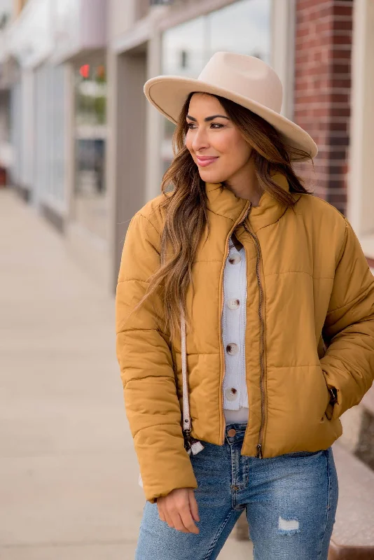 Women's Plus-Size Clothes Cropped Puffer Jacket