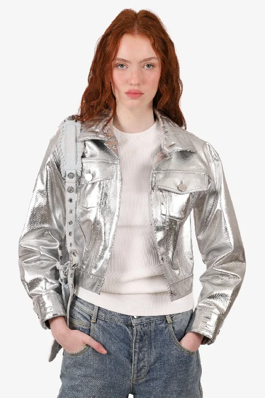 Women's Trendy Apparel Fendi Silver Cropped Jacket Size 42